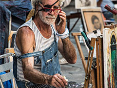 florence street artist, with eyepatch